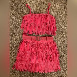 COPY - NYLON Apparel pink fringe skirt and top set NWT